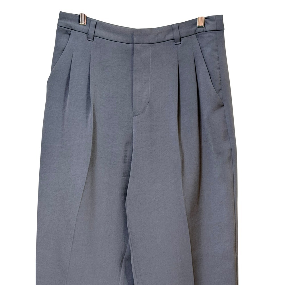 Madewell Women 8 Gray Blue Pleated High Rise Tapered Trouser Pant Workwear Slack - Picture 3 of 6